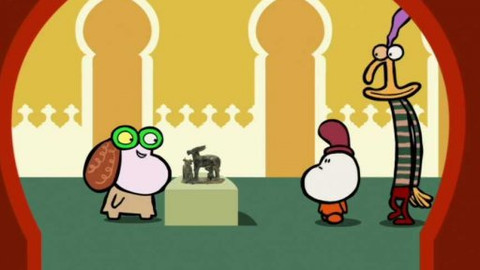 Minuta v muzeu - Muž dojící buvolí krávu, soška