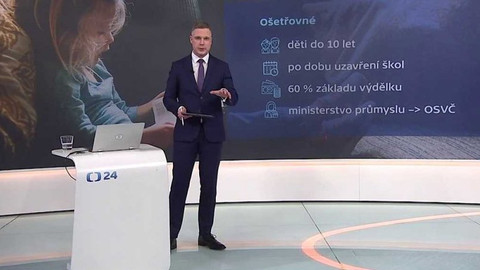 90’ ČT24 - Česko aktuálně - nárok na ošetřovné a stav nemocnic