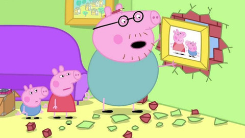 Prasátko Peppa - Tatínek věší obrázek