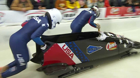 MS v jízdě na bobech a skeletonu 2025 USA - 1. kolo dvojbobu žen