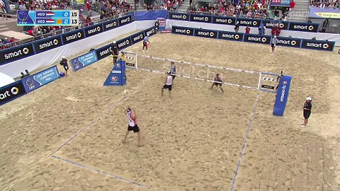 ME v plážovém volejbalu 2015 Rakousko - Brouwer, Meeuwsen (NED) - Nummerdor, Varenhorst (NED)