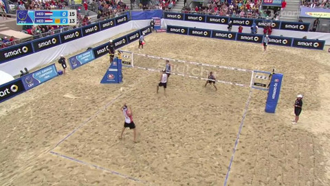 ME v plážovém volejbalu 2015 Rakousko - Brouwer, Meeuwsen (NED) - Nummerdor, Varenhorst (NED)