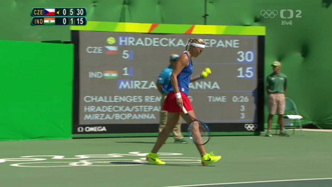 XXXI. letní olympijské hry 2016 Rio de Janeiro - Tenis: Štěpánek, Hradecká - Bopanna, Mirzaová