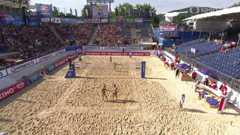 ME v plážovém volejbalu 2015 Rakousko - Brzosteková, Kolosinská (POL) - Birlovová, Ukolovová (RUS)