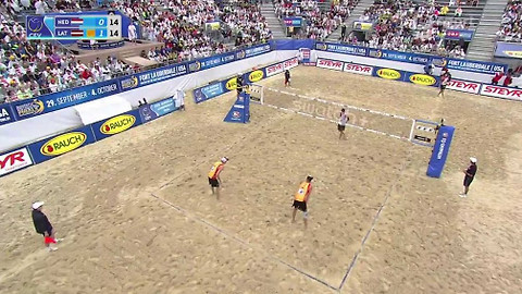 ME v plážovém volejbalu 2015 Rakousko - Brouwer, Meeuwsen (NED) - Samoilovs, Smedins (LAT)