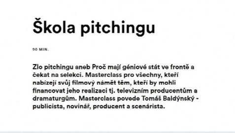 Letní filmová škola Uherské Hradiště - Škola pitchingu