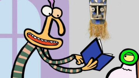 Minuta v muzeu - Africká maska s lidským obličejem