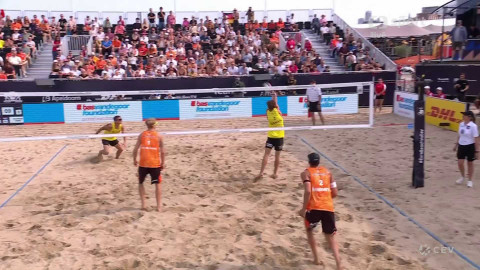 ME v plážovém volejbalu 2024 Nizozemsko - Plavins/Fokerots (LAT) - van de Velde/Immers (NED)