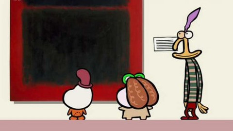 Minuta v muzeu - Obraz Světle červená na černé