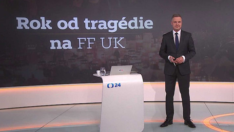 90’ ČT24 - Rok od střelby na FF UK