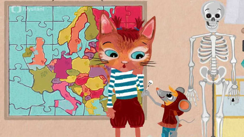 Čeština s Mínou a Týnou - Mína a Týna skládají puzzle Evropy