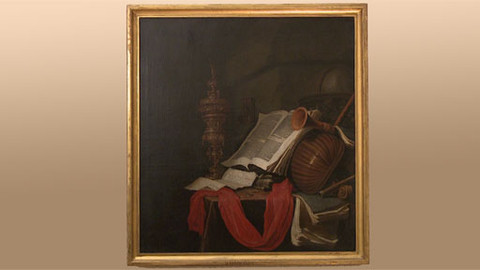 Národní galerie v Praze nikdy nezavírá - Zátiší s hudebními nástroji a knihami (Vanitas)