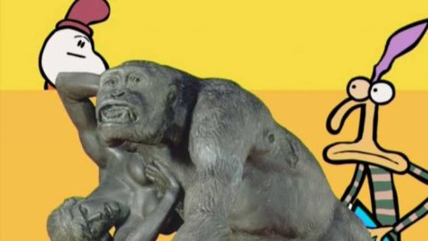 Minuta v muzeu - Sousoší Gorila unášející ženu