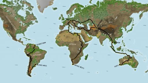 Trabantem z Indie až domů - Mapa cesty kolem světa