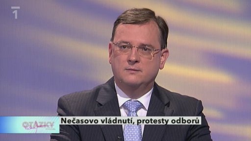 Petr Nečas (ODS), předseda vlády ČR, předseda strany; Bohuslav Sobotka (ČSSD), předseda strany