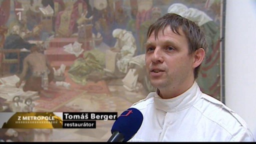 Restaurátoři pokračují v práci na obrazech Slovanské epopeje