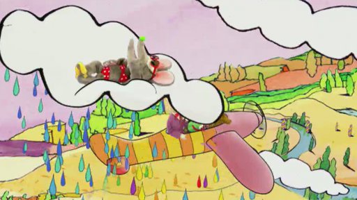 Tryskomyška budí Tryskomyšáka a zlobí se na něj. Tryskáček totiž snědl všechen sýr připravený na oslavu!