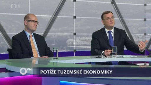 Petr Nečas /ODS/, předseda vlády a strany; Bohuslav Sobotka /ČSSD/, předseda strany