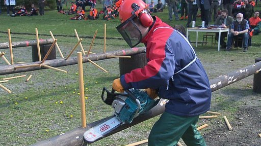 Mladí dřevorubci změřili síly v Křivoklátu