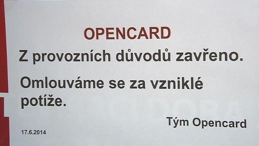 Elektronický systém na vydávání Opencard na déle než čtyři hodiny zkolaboval