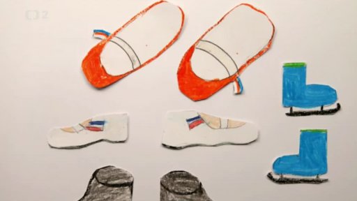 Jů a Hele v čepicích a šálách – uvedou díl cyklu „Děti kreslí písničky“: „Sandály“