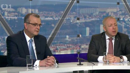 Milan Chovanec (ČSSD), ministr vnitra, místopředseda strany; Miroslav Kalousek (TOP09), předseda poslaneckého klubu, 1. místopředseda strany