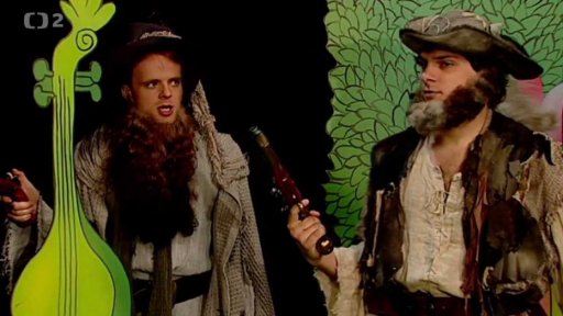 Mufikanti, Filip a Tomáš jsou tradiční loupežníci, Muf je přečaruje na moderní lupiče u PC. Píseň „Pod dubem, za dubem“.