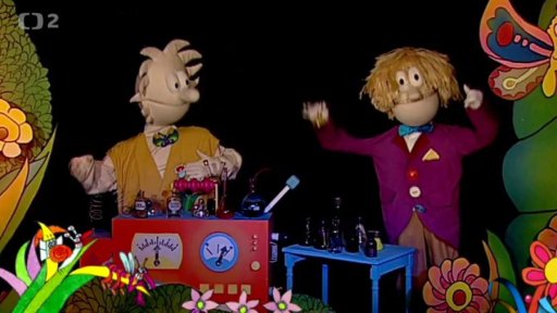 Pip dá Harymu rýmovací elixír a vše je zachráněno, píseň „Zubní kámen, zubní plak“.