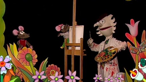 Pip má kouzelný štetec, vyčaruje Tryskáčkovi sýr, Tryský je smutná, že si Tryskáček nepřál kytku pro ni, ale myšák to napraví.