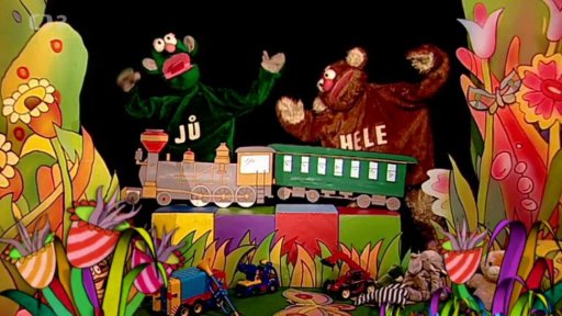 Jů a Hele si hrají s vláčkem a loučí se s kamarády.