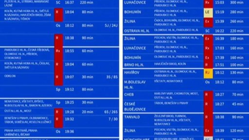 Odjezdy vlaků z nádraží