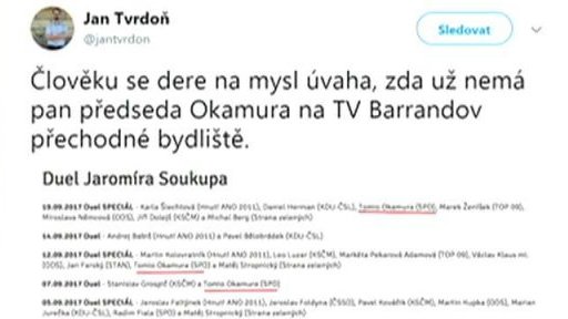Klíč zvaní hostů do předvolebních diskuzí na TV Barrandov