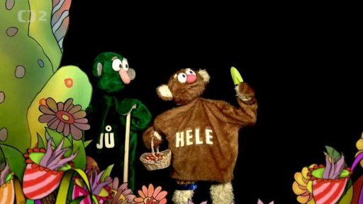 Jů a Hele jdou sázet cibulky tulipánů, Muf se jim posmívá.