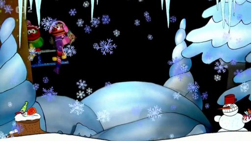 Muf s Fámulou letí zazlobit si na sáňkách...