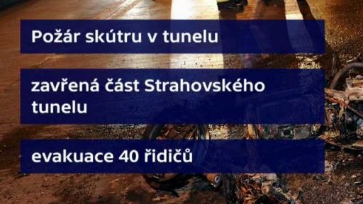 Požár skútru ve Strahovském tunelu