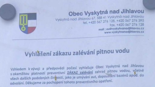 Regulace spotřeby vody na Vysočině