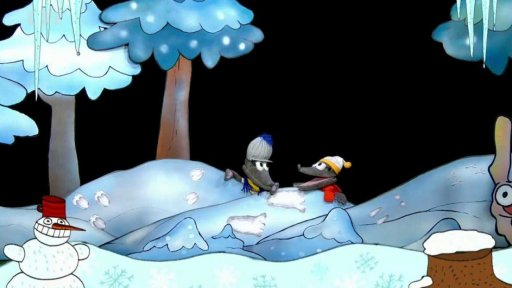 Tryský a Tryskáček poznávají ve sněhu stopy zvířátek a pak najdou otisk veletlapy!