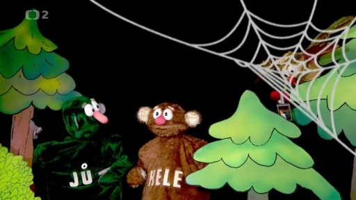 Muf jako Zlatá Mufka vede Jůheláky za pokladem. Nakonec najdou jahody.