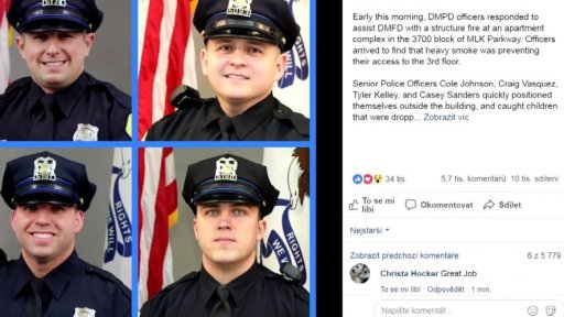 Záchrana dětí uvězněných v hořícím domě