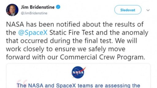 Havárie při testování lodi Crew Dragon