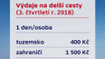 Výdaje na delší cesty ve 3. čtvrtletí 2018
