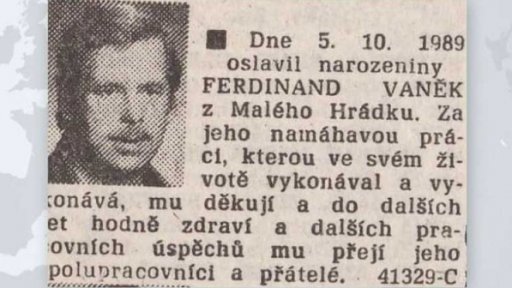 Blahopřání k narozeninám Ferdinanda Vaňka