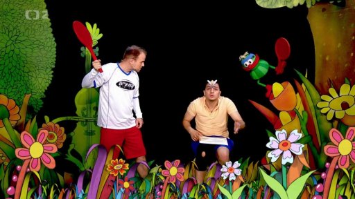 Mufikanti Tomáš s Mufem hrají líný tenis, Filip trvá na zpěvu písně Ovádi a také na rehabilitaci tohoto hmyzu. Píseň Ovádi.