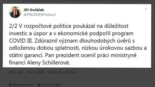 Schůzka ministryně financí s prezidentem