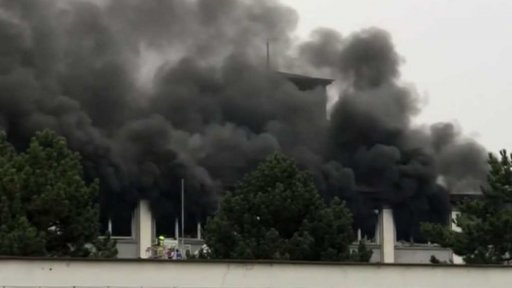 Požár haly v Mostě