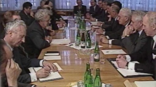 Setkání zahraničních průmyslníků s 1. místopředsedou vlády a se zástupci bank (1990)