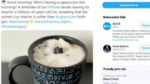 Vnitřek komety nadýchaný jako pěna cappuccina