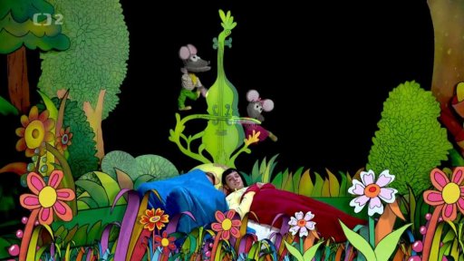 Mufikanti Tomáš s Filipem zpívají píseň Pět myšů.