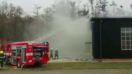 Požár na letišti Točná