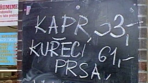 Prodej kaprů na Vánoce r. 1991